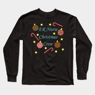 ER Nurse Christmas Crew (Blue) Long Sleeve T-Shirt